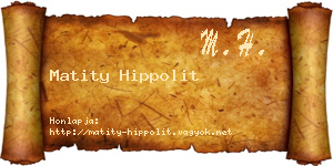 Matity Hippolit névjegykártya